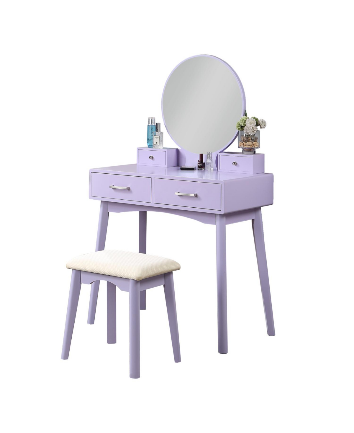 Streamdale Furniture Liannon Contemporary Wood Vanity and Stool Set, Purple