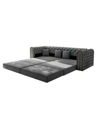 90.6" 3-in-1 Convertible Sleeper Sofa with Ottoman