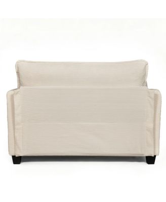  2-in-1 Convertible Corduroy Sofa Bed, 2-Seater Loveseat Sleeper with Storage