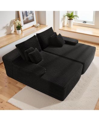  81" Cloud Sectional Couch, L-Shape Chaise with Deep Seat, Black