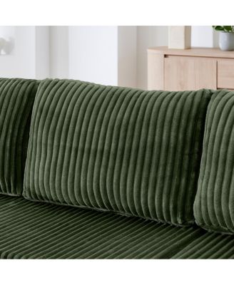  U-shape Modular Corduroy Sofa, Modern Minimalist Sleeper Couch - Green