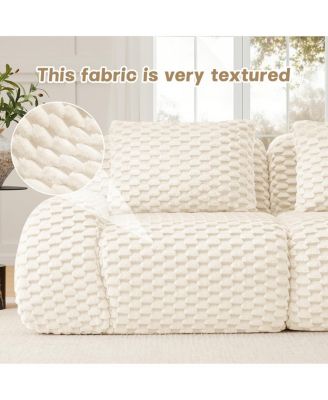  146" U-Shaped Modular Sectional Sofa, Flannelette Fabric, Cream