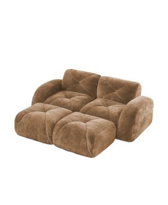  U-shaped Boneless Sofa, Soft Velvet, Tufted, High Density Sponge