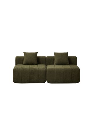 Chenille Sectional Sofa with 2 Pillows, Symmetrical Modular for Living Room