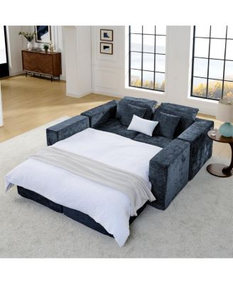  143" Cloud Sectional Couch with Comfy Chaise, U-Shaped Modular Sofa, Blue