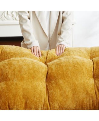  Yellow 94.8" Chenille Modern Comfort Deep Seat Sofa