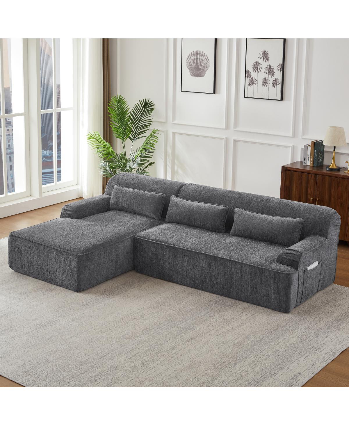 Streamdale Furniture Chenille L-Shape Luxury Sectional Oversized Sofa, Minimalist Design