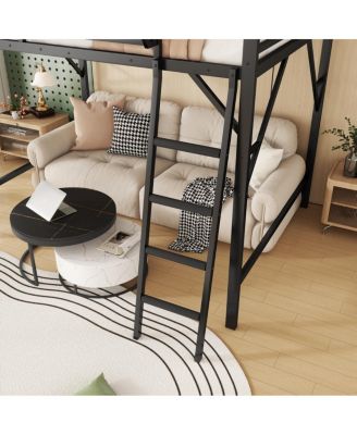 Loft Bed with Ladder and Storage Shelves