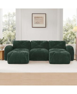  U-shaped Boneless Sofa, Tufted, 32D High Density Sponge