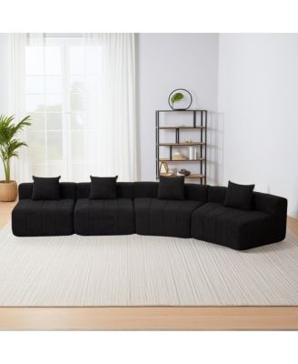  Chenille Curved Sectional Sofa with 4 Pillows