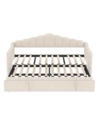 Upholstered Twin Daybed with Pop Up Trundle & USB Charging