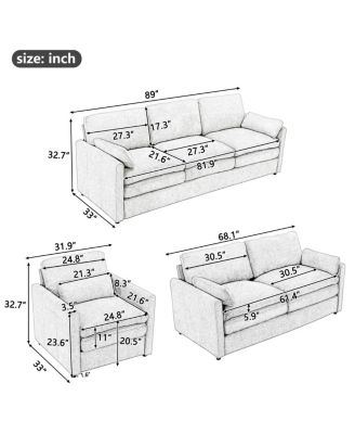 Cozy Upholstered Oversized Comfy Cloud Sofa Double Cushion Group