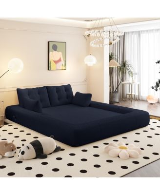 Human Dog Bed, Lazy Sofa Couch, 78.7" Foldable Sofa Bed, 3-in-1 Teddy Fabric Sleeper Sofa Bed