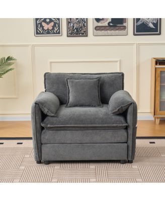 Oversized Chenille Sofa Chair with Toss Pillow, Modular Sectional