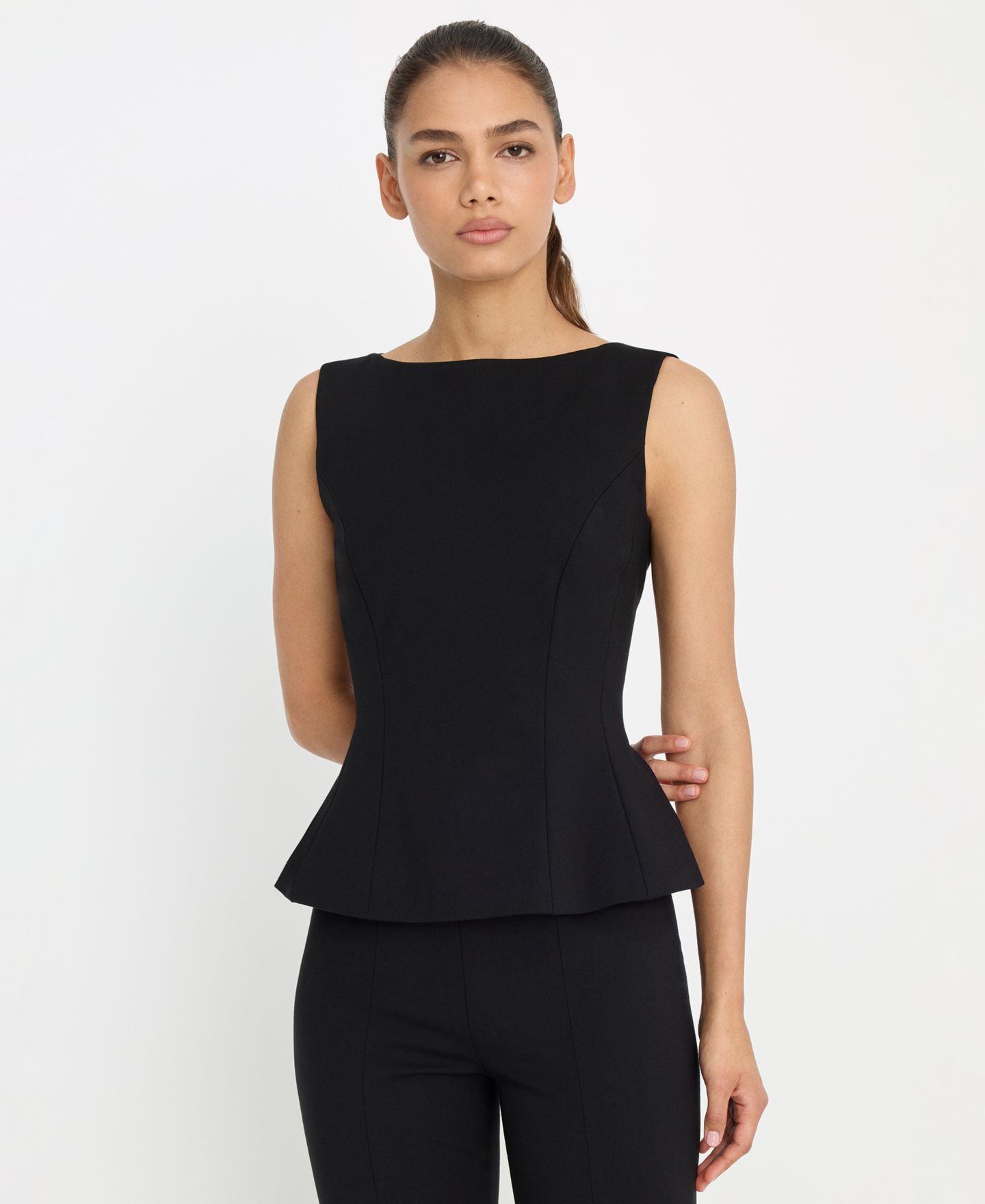 Женский топ Good American Soft Stretch Straight Neck Top, цвет: Чёрный — фото 1