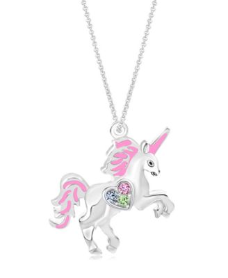 Girls /Girl/Unicorn Crystal White Gold Palladium Plating Necklace