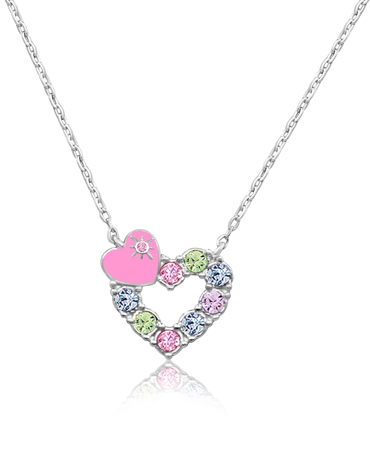 Chanteur Girls /Girl/Heart Pink Crystal White Gold Palladium Plating Necklace