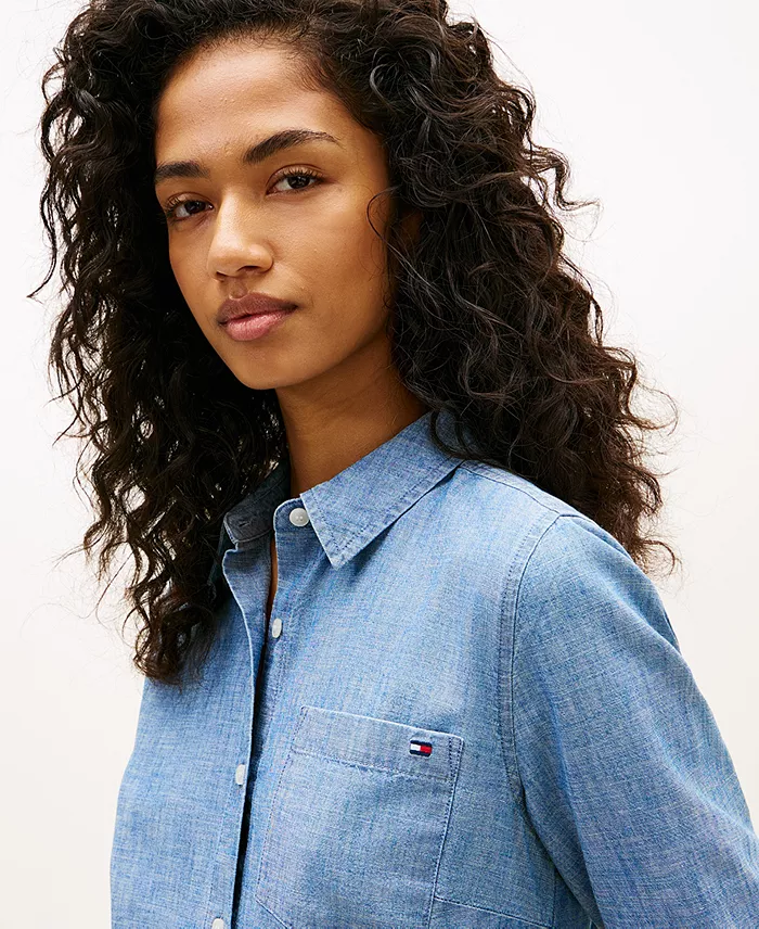 Women's Chambray Roll-Tab Long-Sleeve Shirt - thumbnail 4
