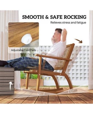 2-Piece Outdoor Rocking Chair, Acacia Wood Outdoor Rockers,