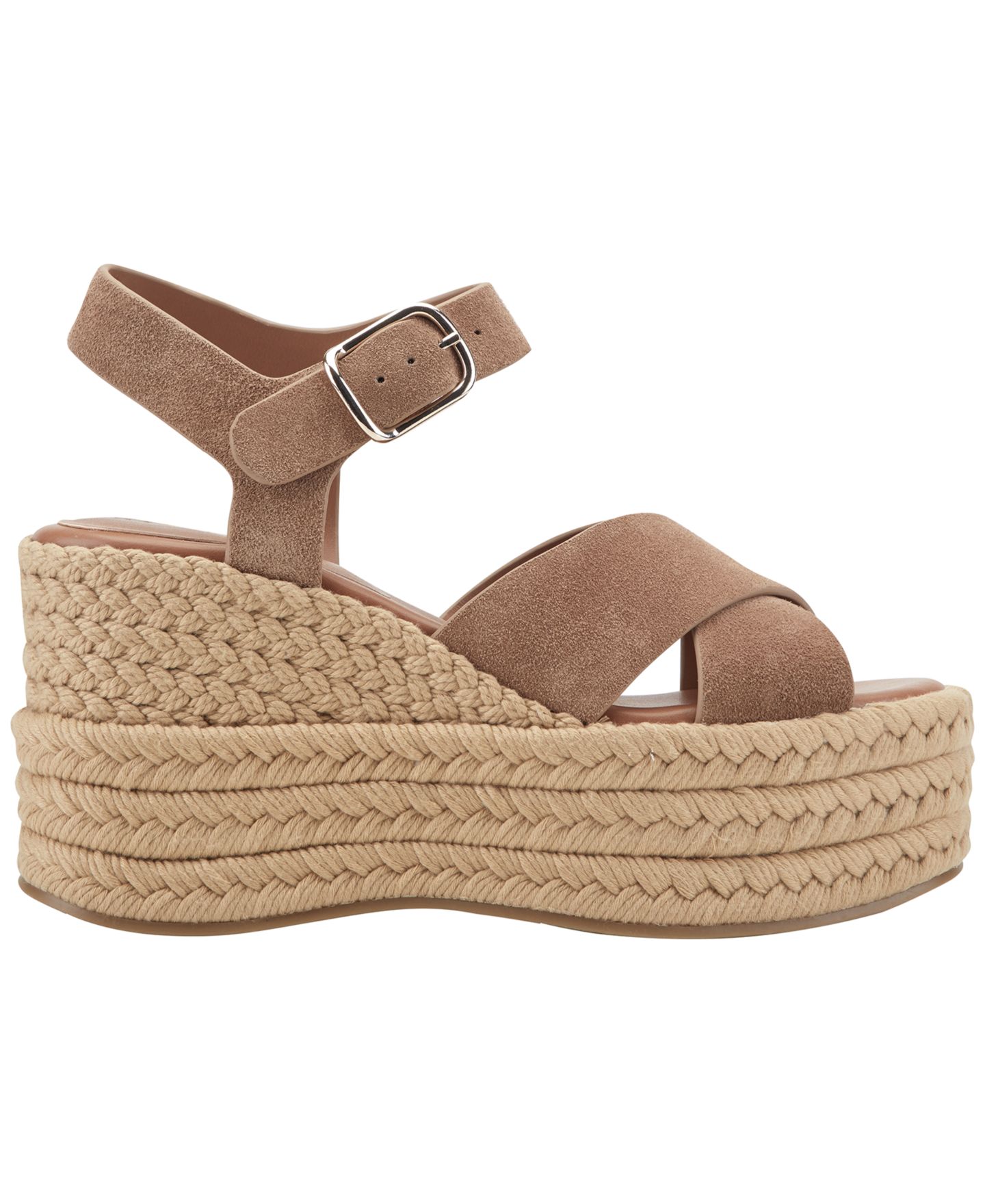 Женские сандалии Marc Fisher LTD Pasion Espadrille Platform Wedge, цвет: Коричневый замшевый — фото 2