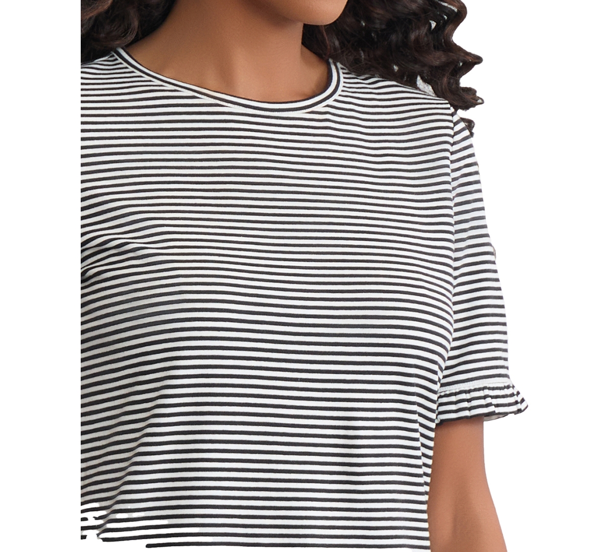 Jones New York Petite Elbow Ruffle-Sleeve Crewneck T-Shirt