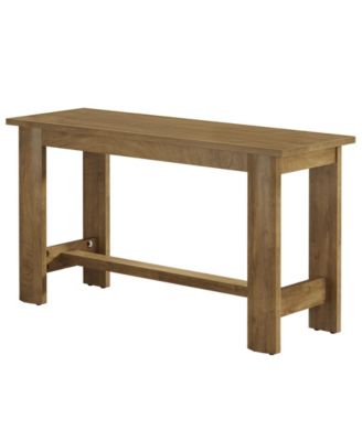 63-Inch Long Bar Table, Counter Height Pub Table with Footrest & Unique Curved Legs, Farmhouse Rectangular High Top Home Coffee Bar Unit