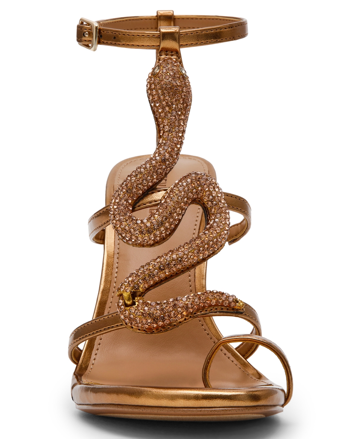 Steve Madden Women's Python Embellished T-Strap Stiletto Heel Dress Sandals