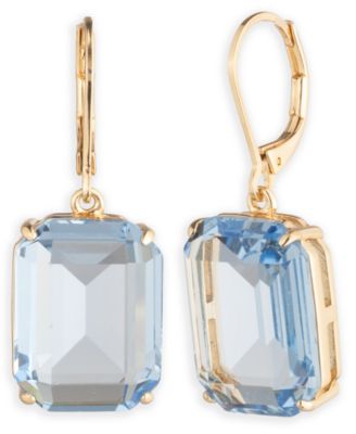 Glass Stone Gold-Tone Drop Earrings