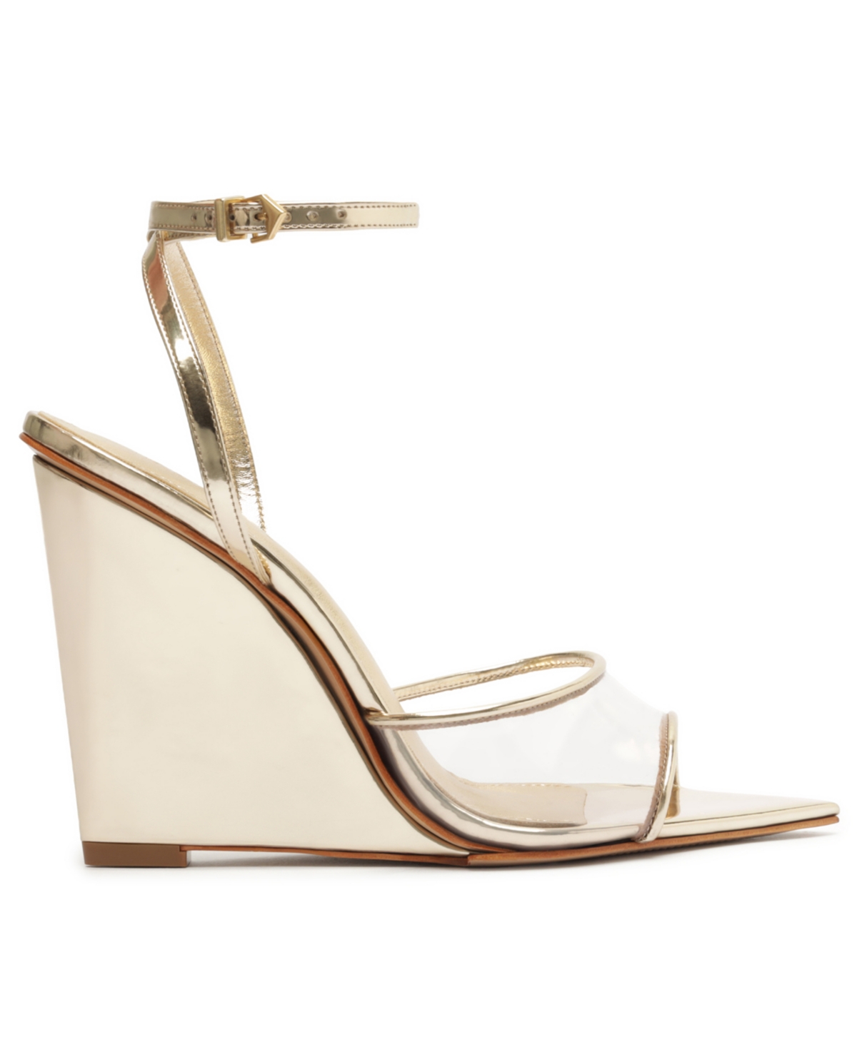 Schutz Women's Elodie Vinyl Pointed Toe Wedge Sandals