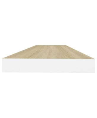 Wall Shelf Oak and White Honeycomb MDF, metal 31.5 x 9.3 x 1.5 in