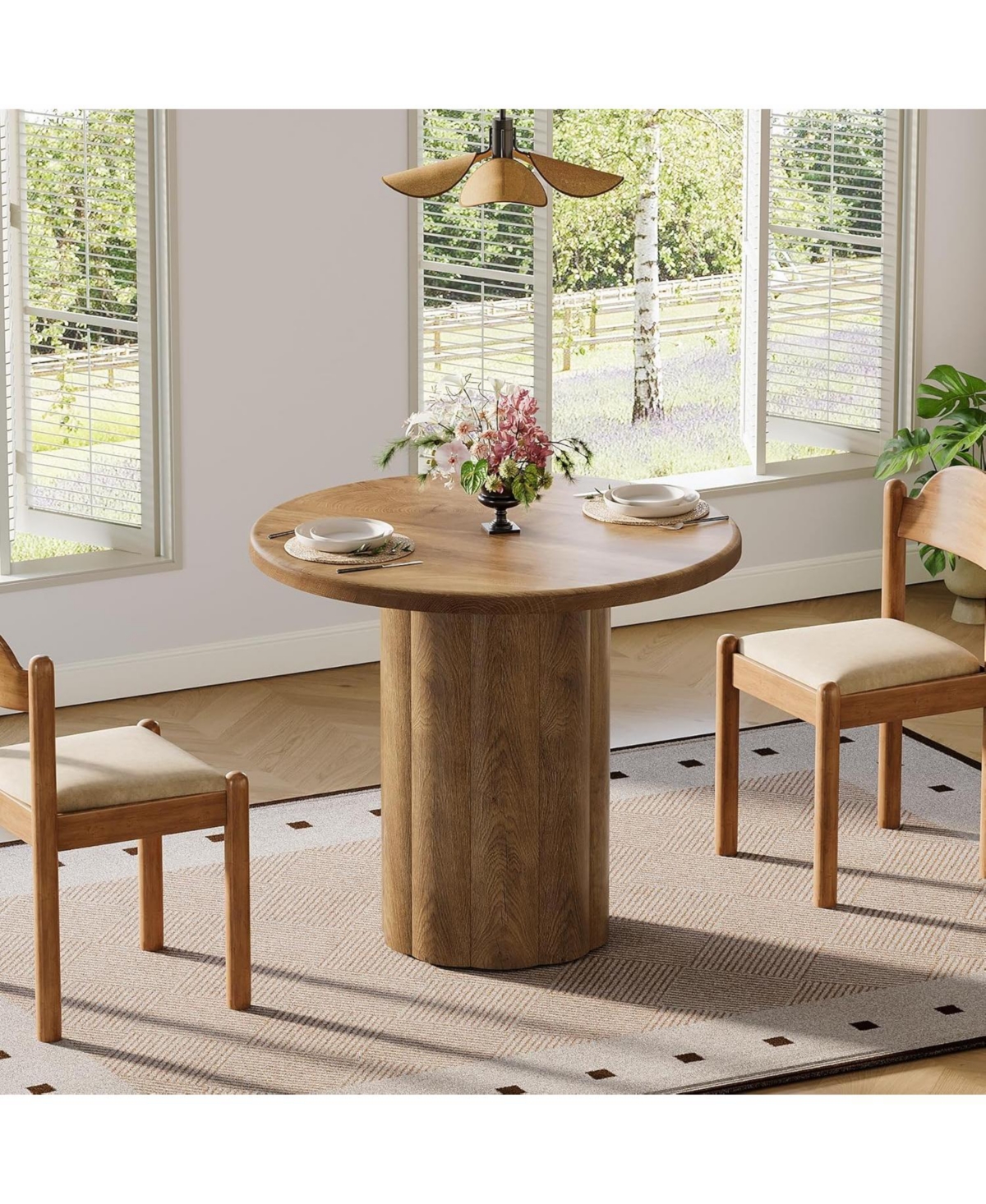 Tribesigns 31.5-Inch Round Dining Table for 2-4 People, Small Kitchen Table with Sturdy Base for Dining Room, Living Room (Only Table)