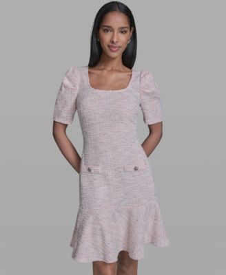 Women's Flounce Hem Square Neck Dress