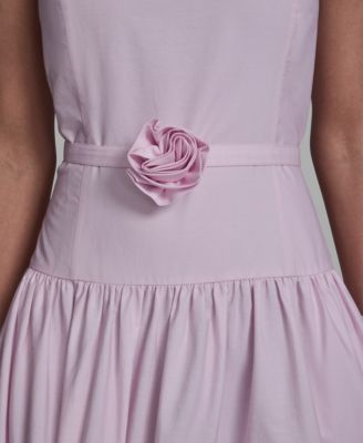 Women's Drop Waist Border Hem Midi Dress