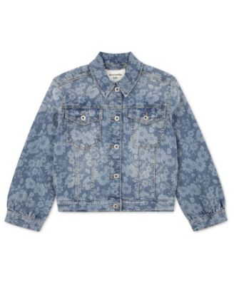 Girls' Oversized Floral Denim Trucker Jacket