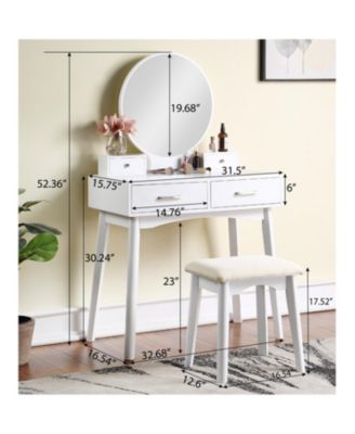 Liannon Contemporary Wood Vanity and Stool Set