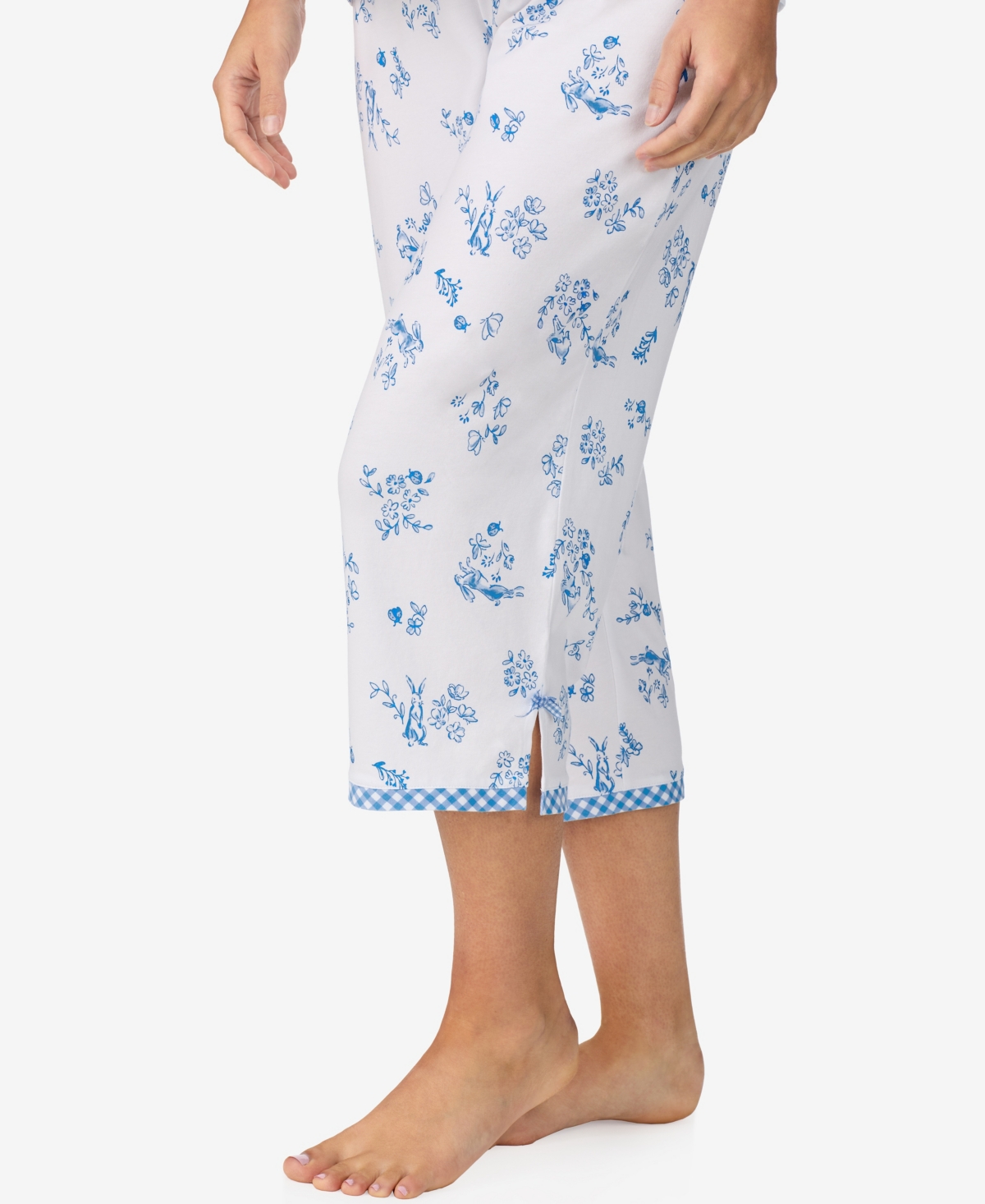 Cuddl Duds Women's Cropped Short-Sleeve Pajama Top and Pants, 2-Piece Set