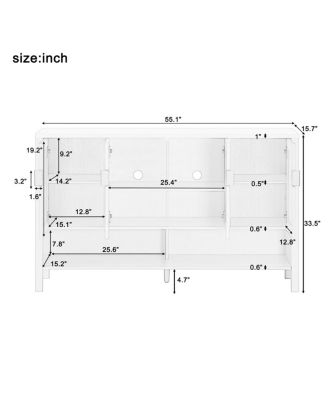 Streamdale 55.1" 4-Door Storage Sideboard with Open Shelf & Adjustable Shelves