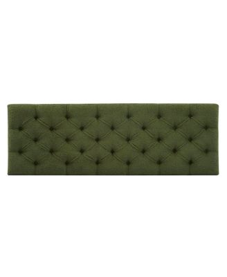 Ottoman Bench with Storage, Green Boucle, Rubber Wood Legs, 300 lbs Cap