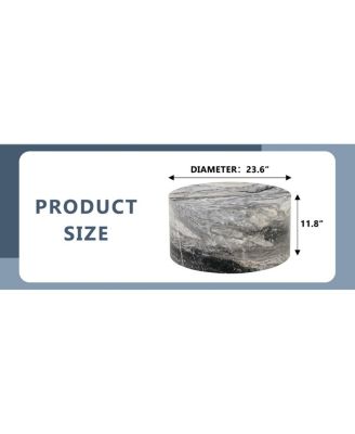 Simple Gray Marble Round MDF Coffee Table (23.6" x 11.8") - Modern Minimalist Style