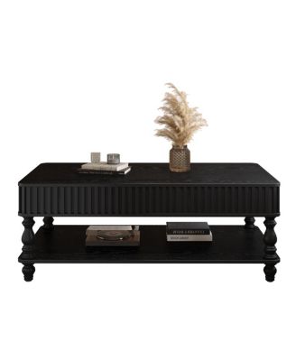 Lift Top Coffee Table with Storage, Solid Wood Black Finish, Modern Desk