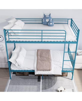 Metal Twin Over Twin Bunk Bed with Ladder