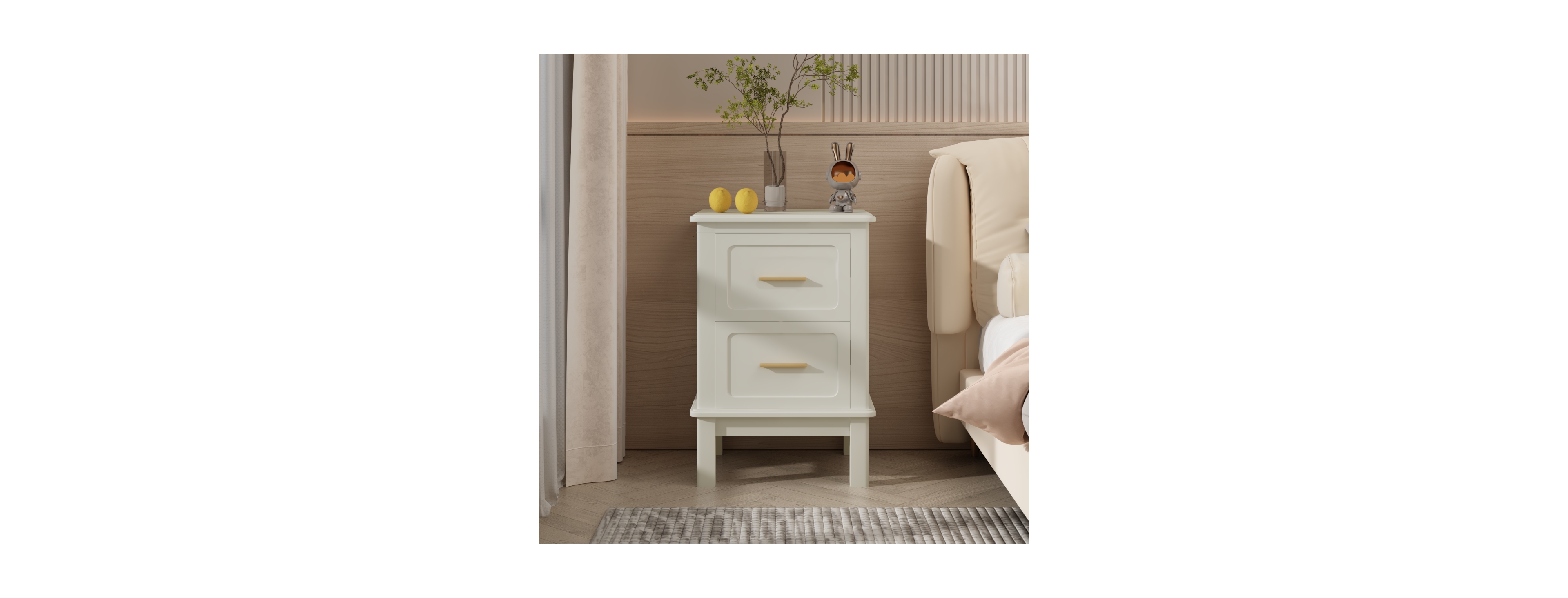 Streamdale Furniture Modern 2-Drawer Nightstand with Gold Handles