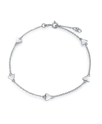 Multi Heart Strand Anklet Chain Ankle Bracelet .925 Sterling Silver Adjustable