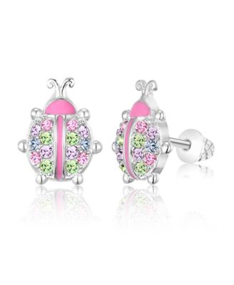 ChanteurGirlLadybug Crystal White Gold Palladium Plating Screwstud Earring - Silver 30$
