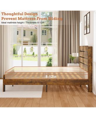 Queen Bed Frame with Storage, LED, Charging Station