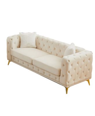 Streamdale Modern Luxury Velvet Sofa with Chesterfield Quilted Accents & Pillows