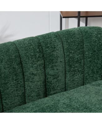 Streamdale Green Chenille Mini Loveseat Accent Couch with Metal Legs