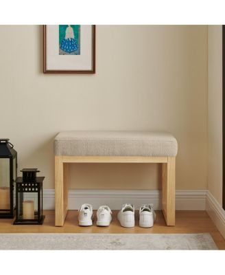 Shoe-changing bench with wooden frame and cushioned seat - Brown