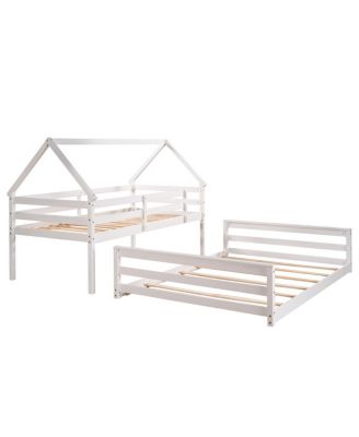 Twin over Full House Bunk Bed with Built-in Ladder