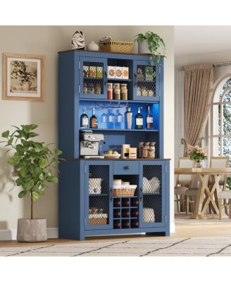 70.9" Navy Blue Kitchen Pantry Storage Cabinet with Doors & Shelves